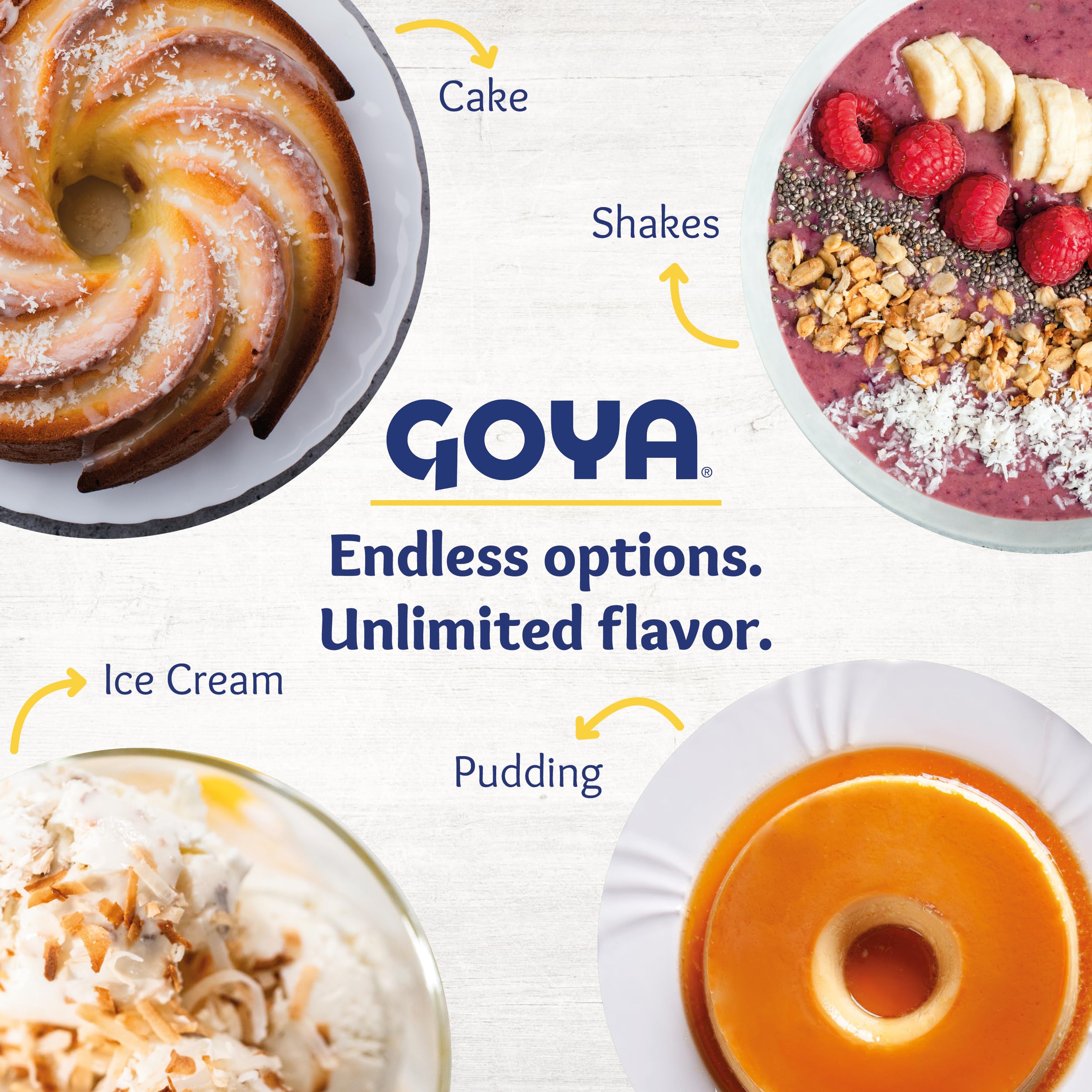 Goya paquete Tembleque junto a vaso para comparar tamaño y porciones