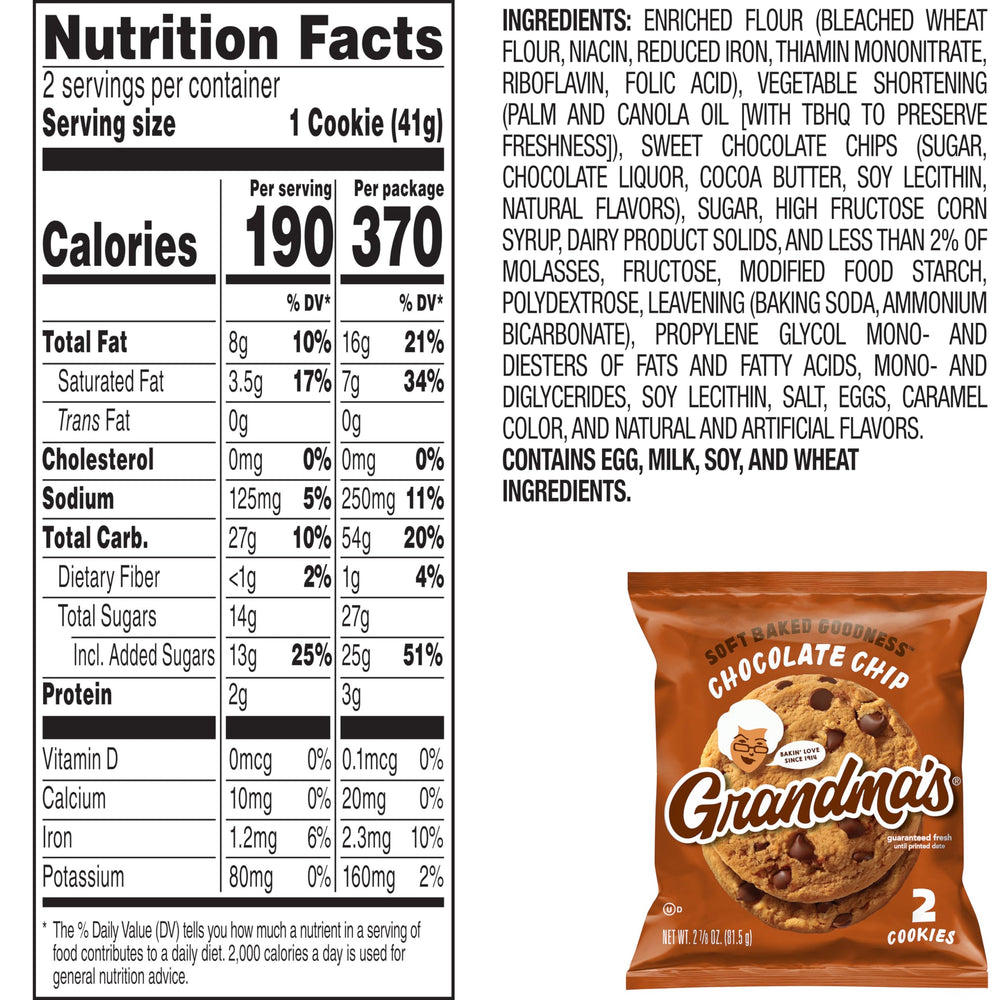 Grandma's galletas en mano para comparar escala y porción práctica