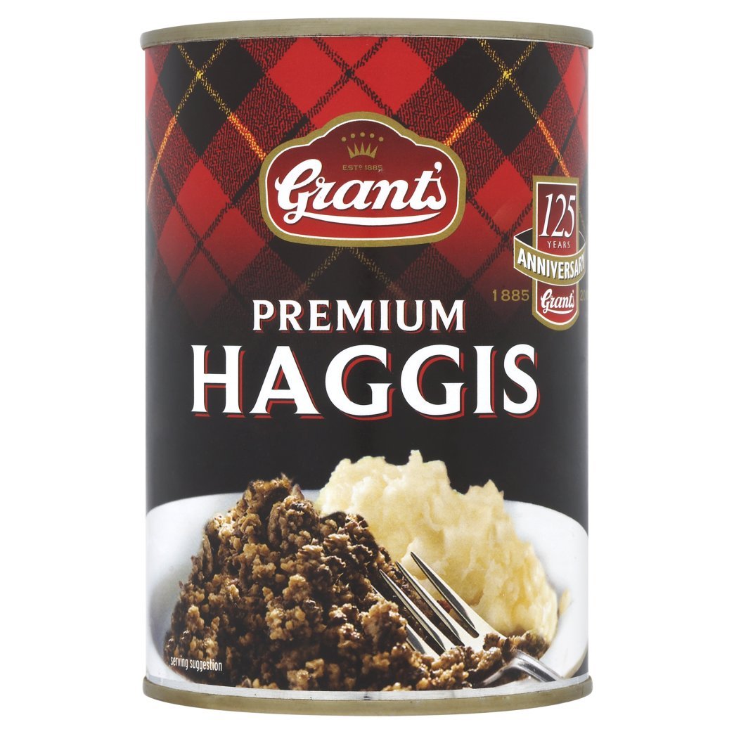 Grant's lata frontal del haggis listo para calentar y servir