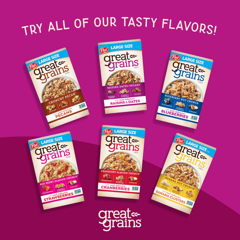 Great Grains textura de cúmulos de granola mostrando crocancia