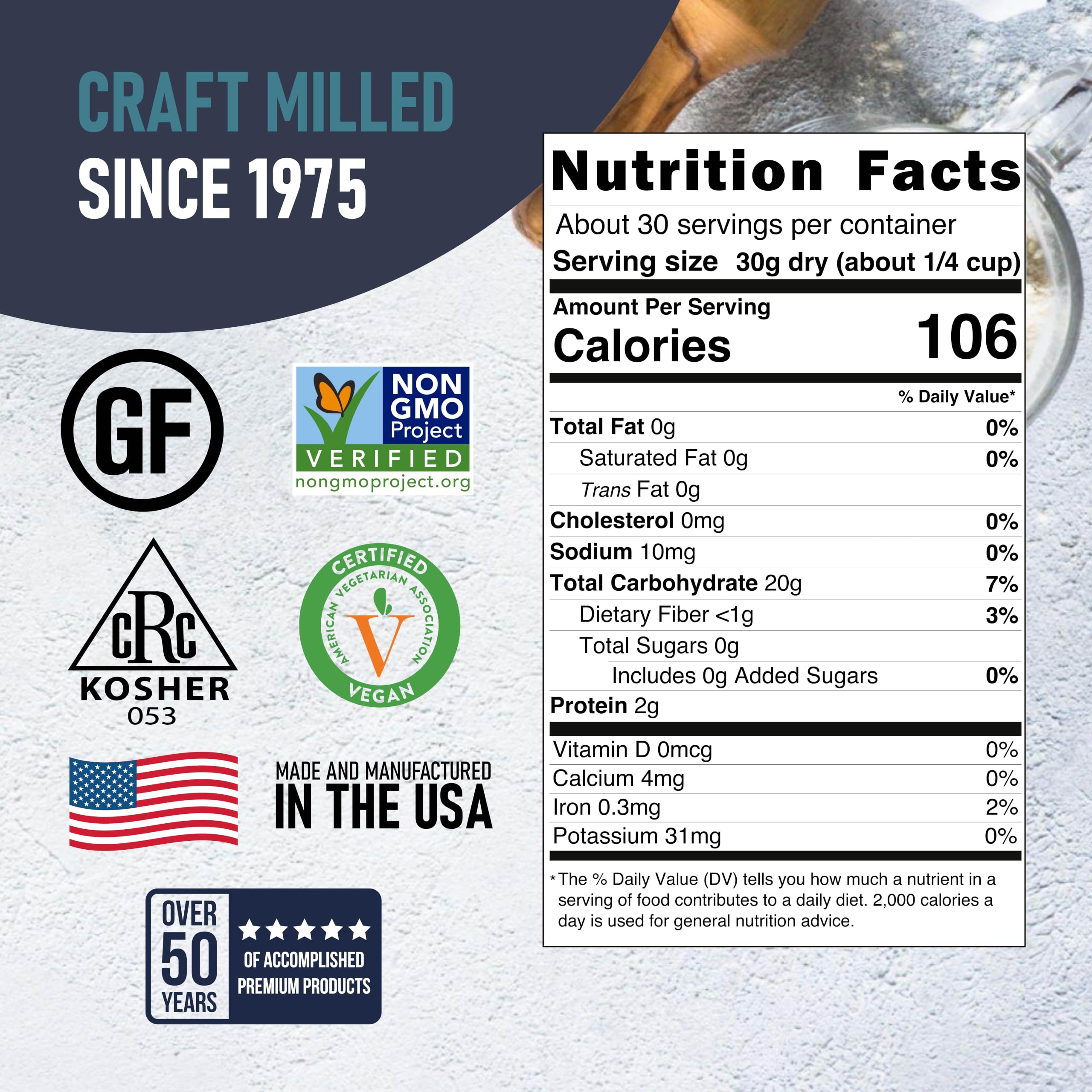 Great River Milling textura de la harina sin gluten, consistencia fina útil
