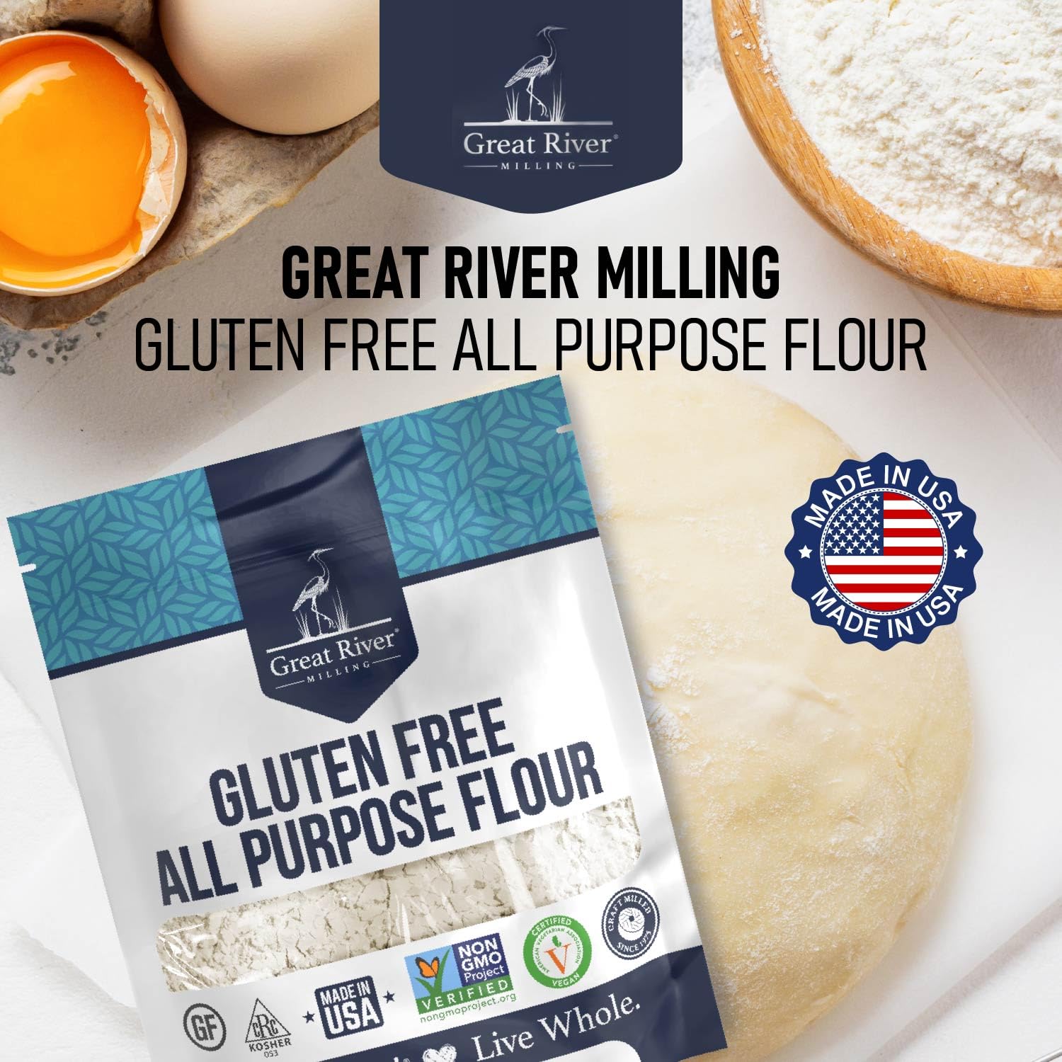 Great River Milling paquete en despensa, fácil almacenamiento y rotación