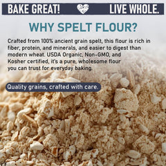 Great River Milling cuchara con harina de espelta listA para medir y cocinar