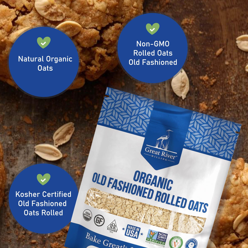 Great River Milling etiqueta con certificaciones orgánica Non-GMO y Kosher