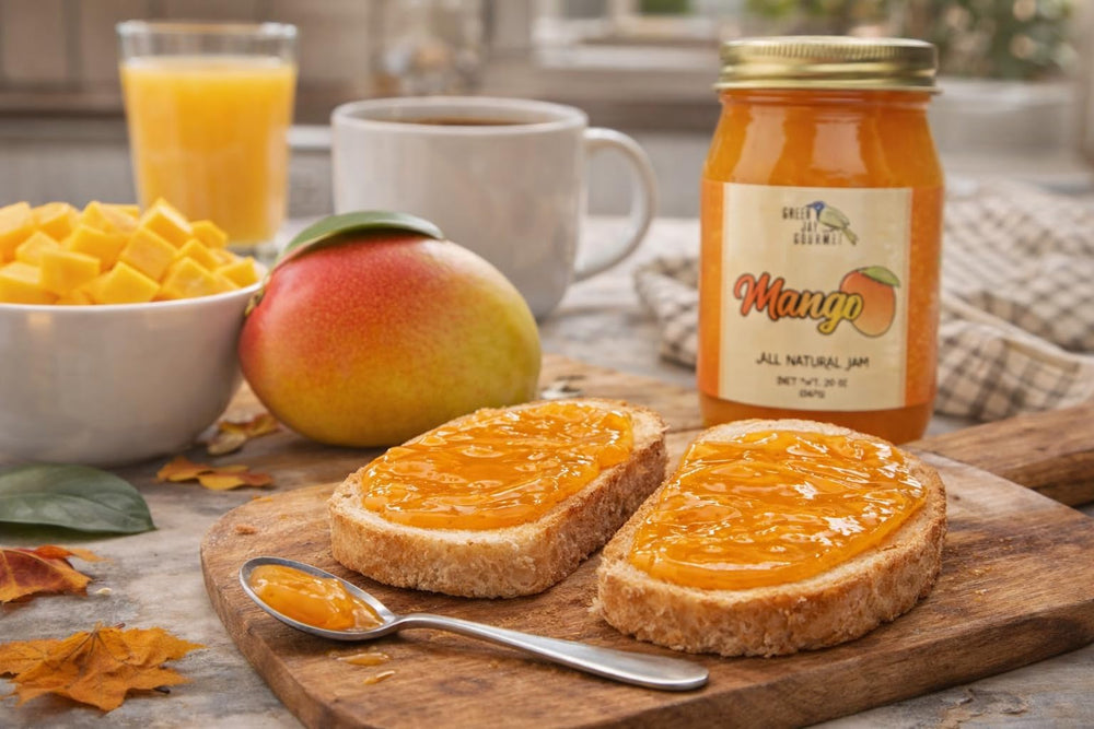 Green Jay Gourmet mermelada en tabla de quesos para maridar y servir