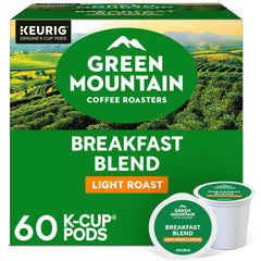 Green Mountain Coffee Roasters empaque frontal de Breakfast Blend, conveniencia rápida