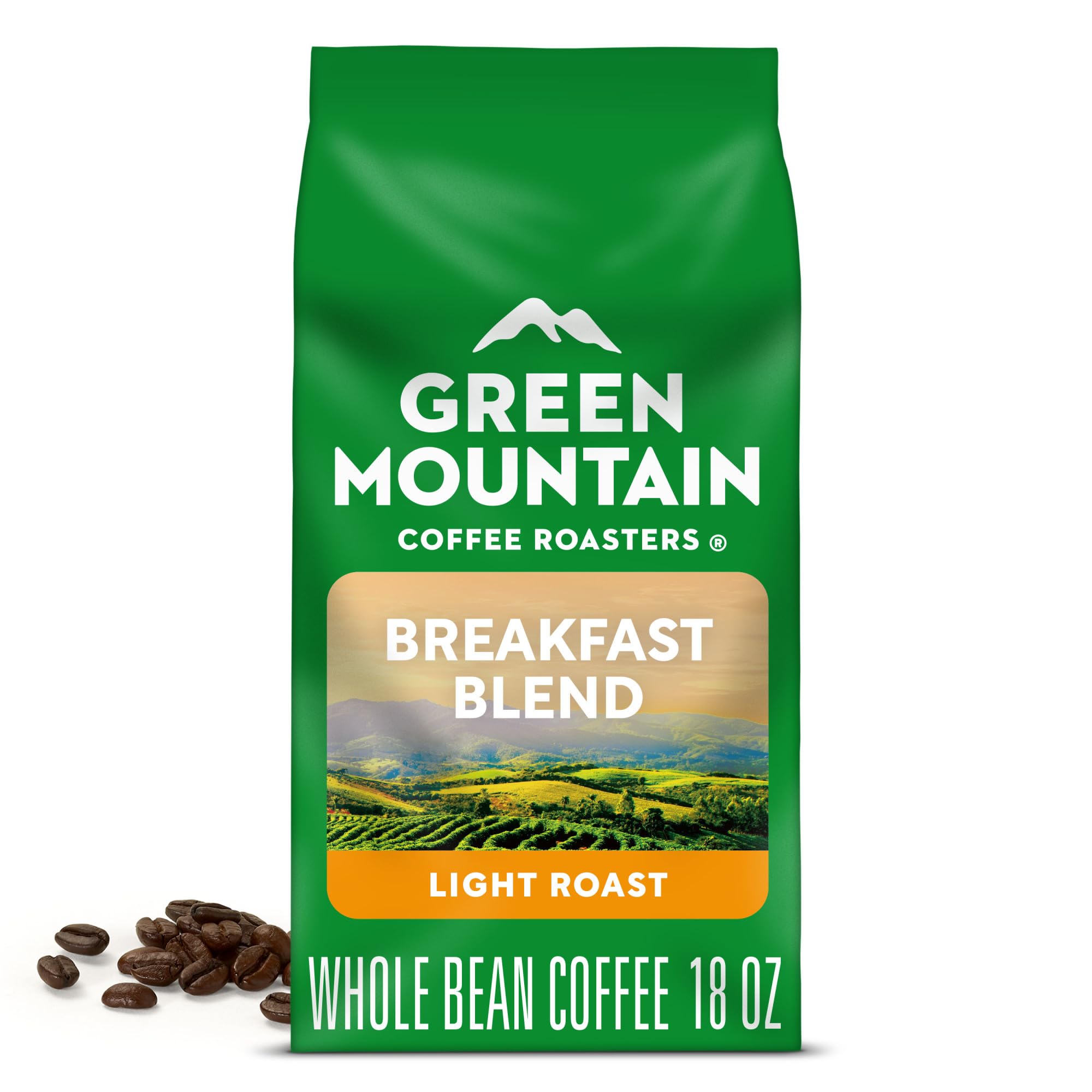 Green Mountain Coffee Roasters bolsa frontal mostrando marca y blend