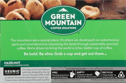 Green Mountain Coffee Roasters interior de cápsula con café molido y aroma a avellana