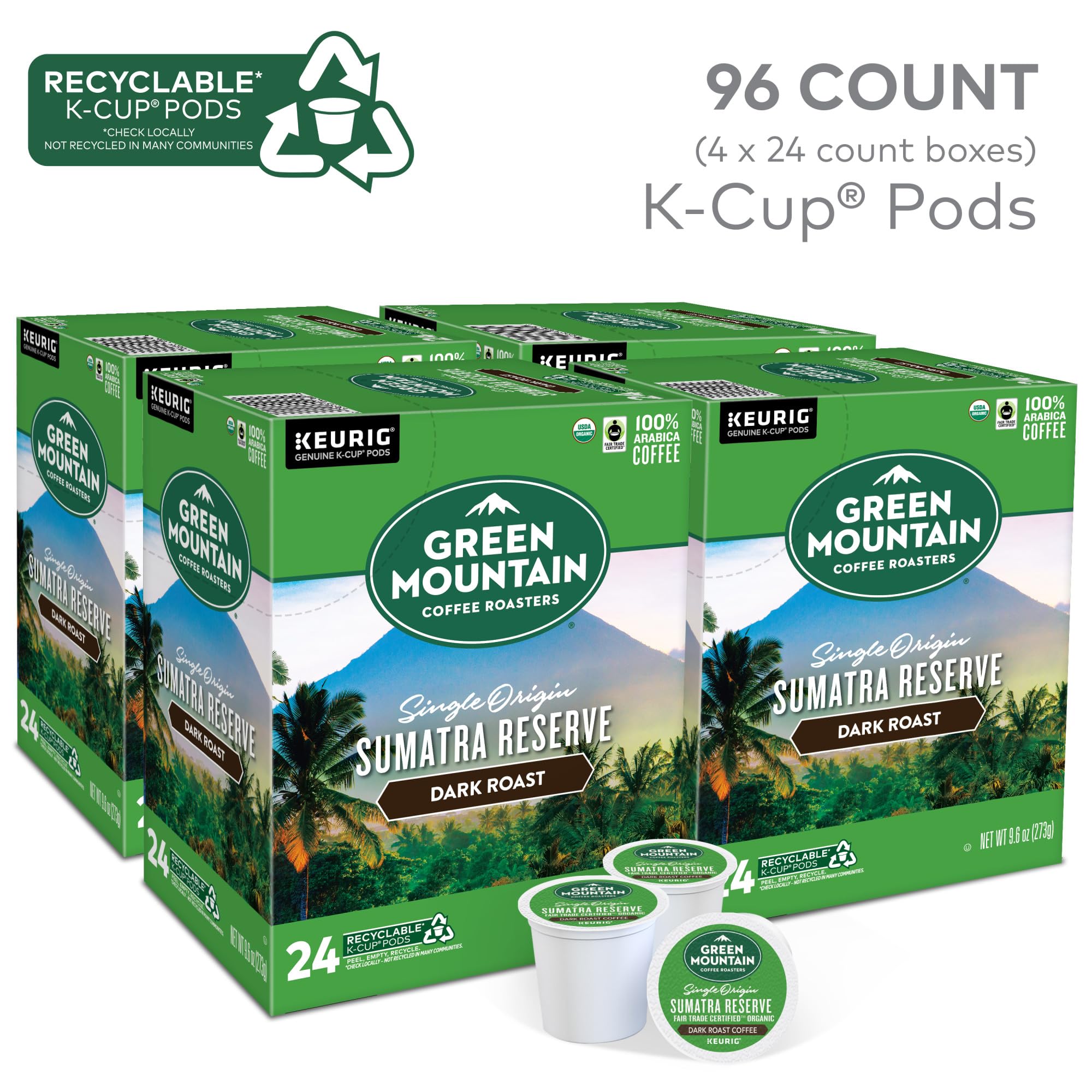 Green Mountain Coffee Roasters cápsula K-Cup de cerca con sellado para frescura