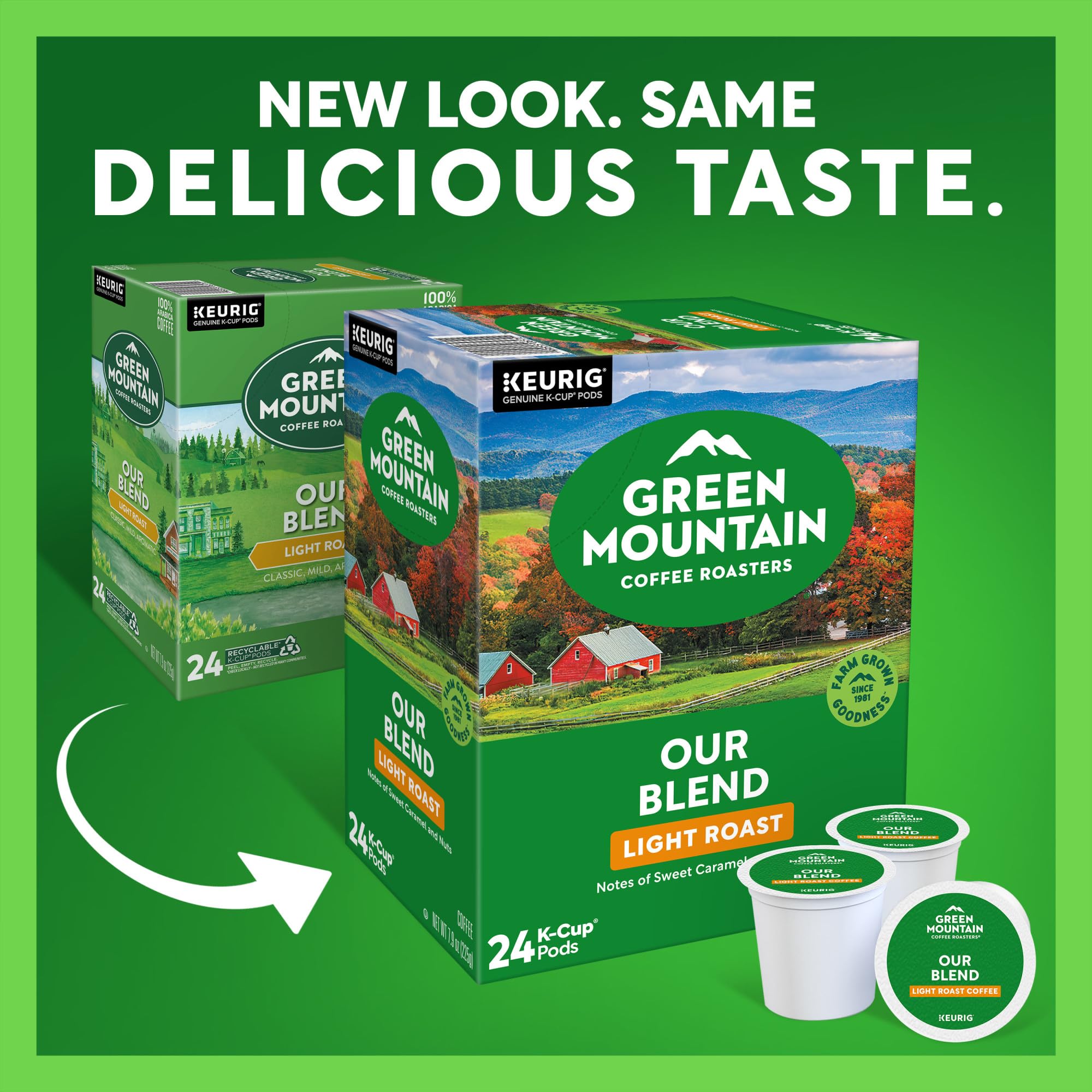 Green Mountain Coffee Roasters cápsula K-Cup en primer plano indicando calidad del sello