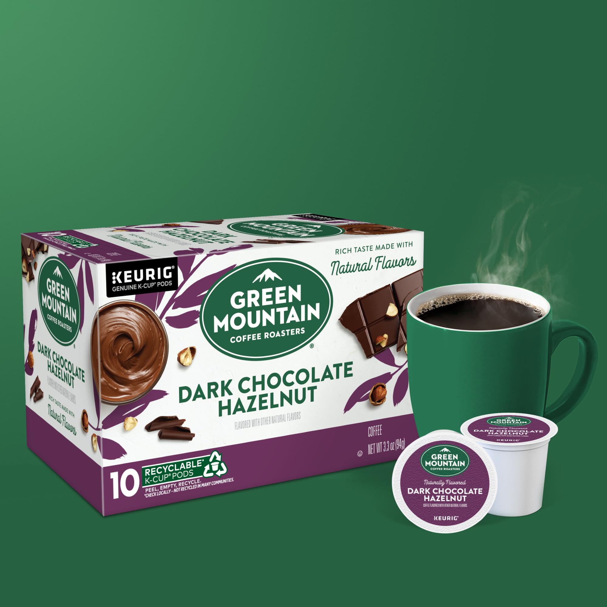 Green Mountain Coffee Roasters cajas abiertas con cápsulas evidenciando presentación de 10 unidades