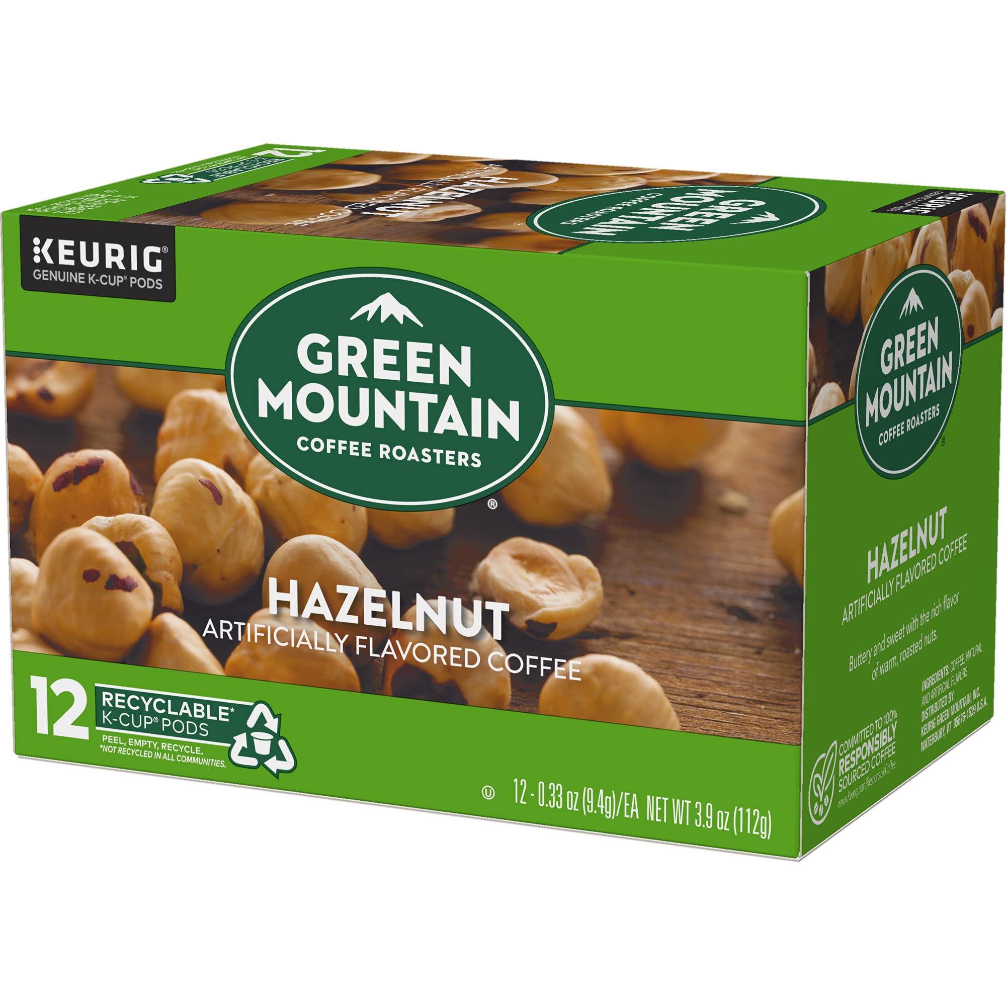 Green Mountain Coffee Roasters cápsula K-Cup junto a mano para ver escala y facilidad
