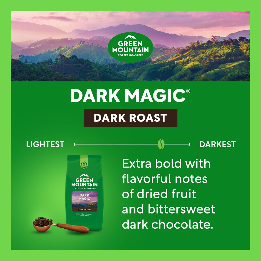 Green Mountain Coffee Roasters taza servida destacando notas de chocolate y fruta seca