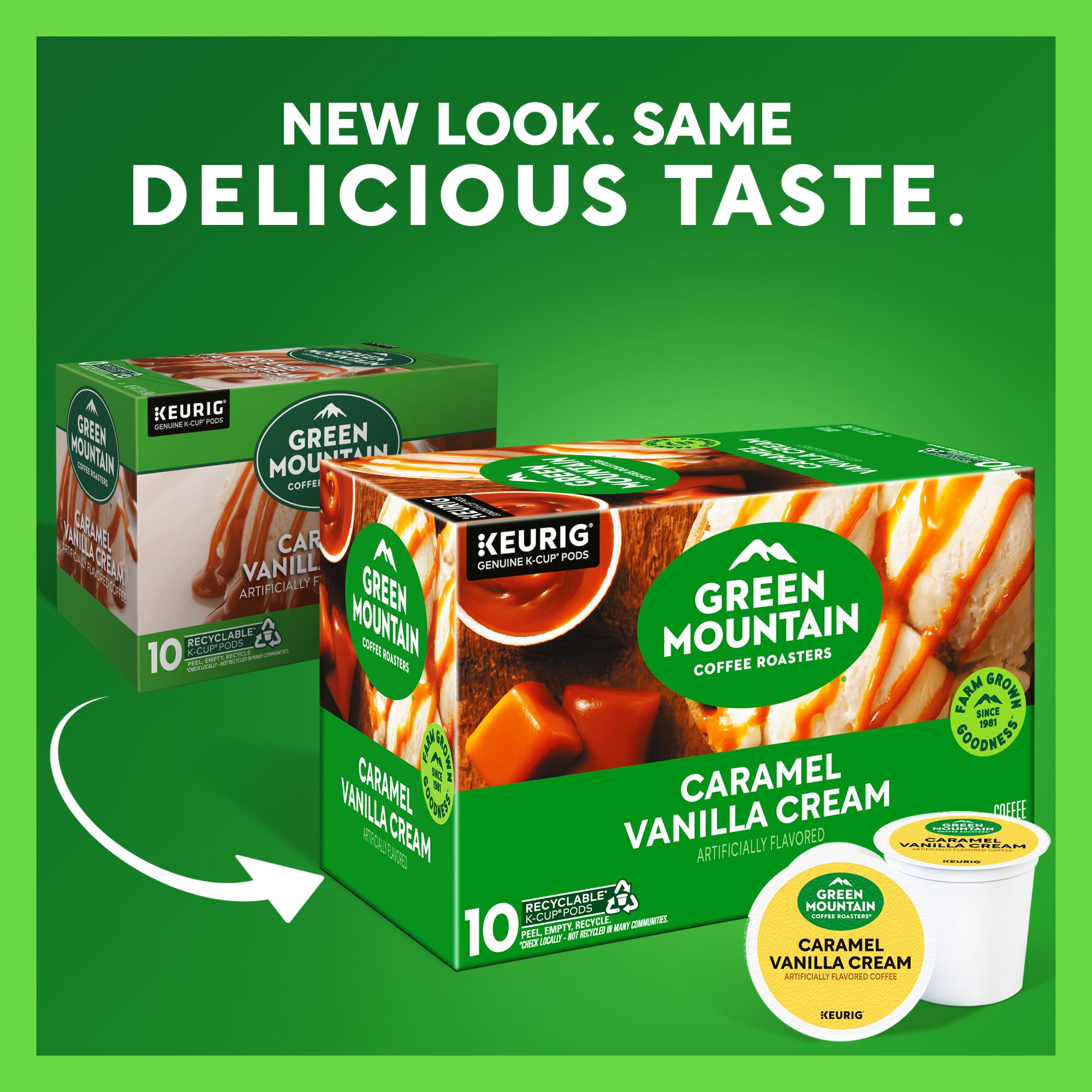 Green Mountain Coffee Roasters cápsula K-Cup abierta con café molido fresco y aroma