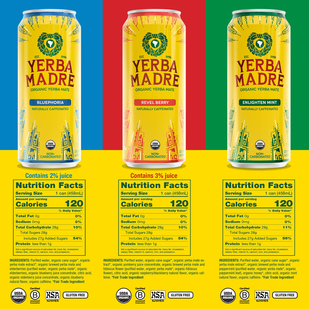 Guayaki Yerba Madre lata en picnic al aire libre sugiriendo energía natural