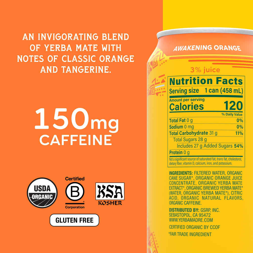 Guayaki Yerba Madre primer plano de textura y burbujeo resaltando frescura