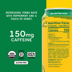 Guayaki Yerba Madre etiqueta legible en lata mostrando sabor y origen