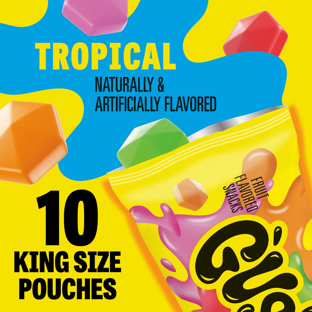 Gushers bolsa abierta con gomitas mostrando variedad y facilidad