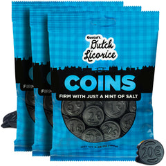Gustaf's paquete frontal mostrando monedas de regaliz, ideal para regalo