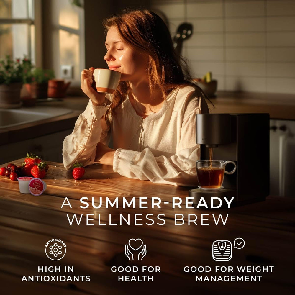Gya Tea Co vaso con hielo y té Berry Bliss, refresco afrutado instantáneo