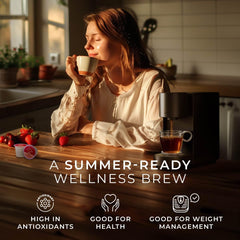 Gya Tea Co vaso con hielo y té Berry Bliss, refresco afrutado instantáneo
