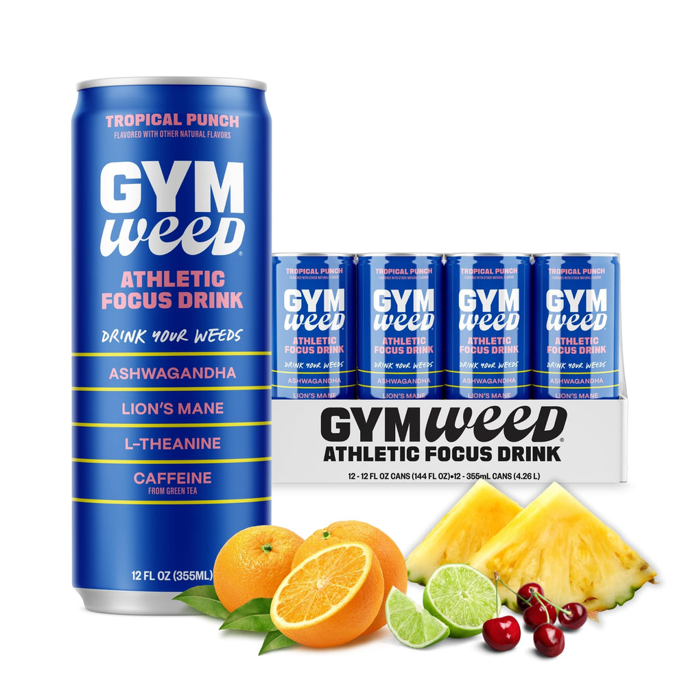 GYM SODA GYM WEED lata frontal mostrando diseño y beneficio energizante