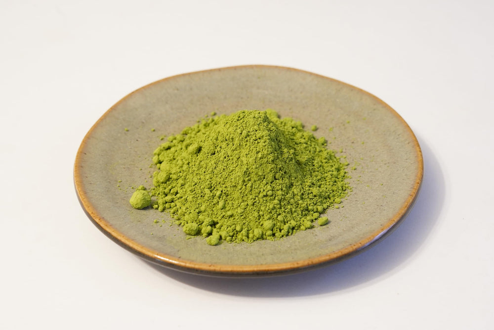 haijiro matcha polvo textura cercana mostrando finura y color verde