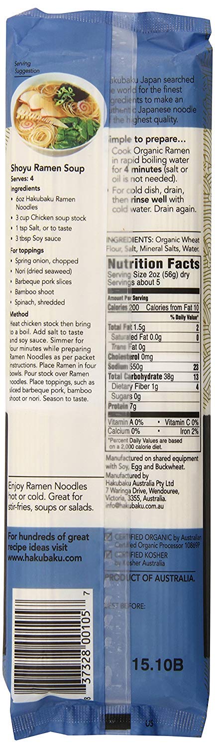 Hakubaku Organic primer plano de textura de fideos, textura firme para absorber caldos