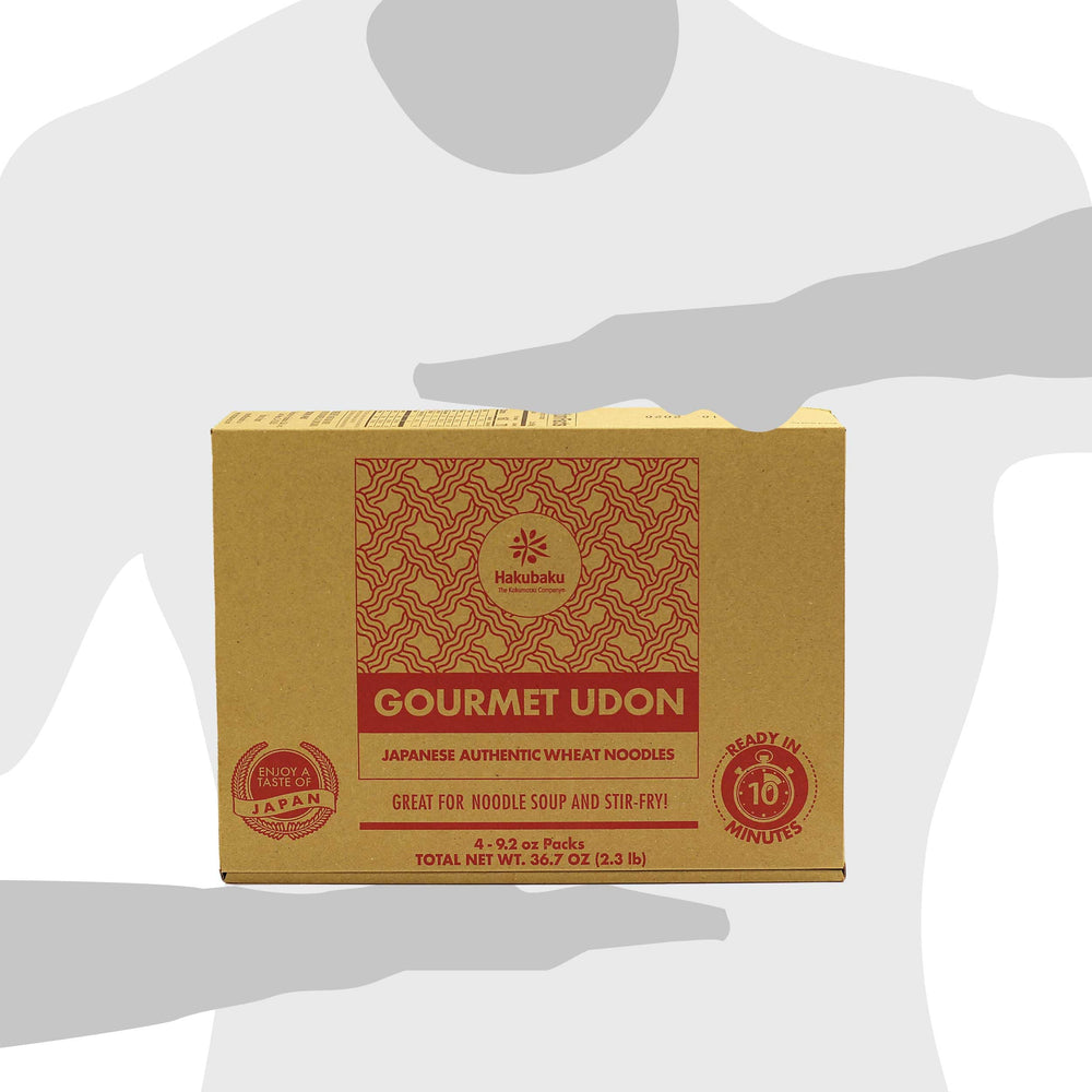 Hakubaku primer plano de hebras de udon resaltando elasticidad al masticar