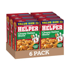Hamburger Helper empaque frontal mostrando paquete y beneficio práctica