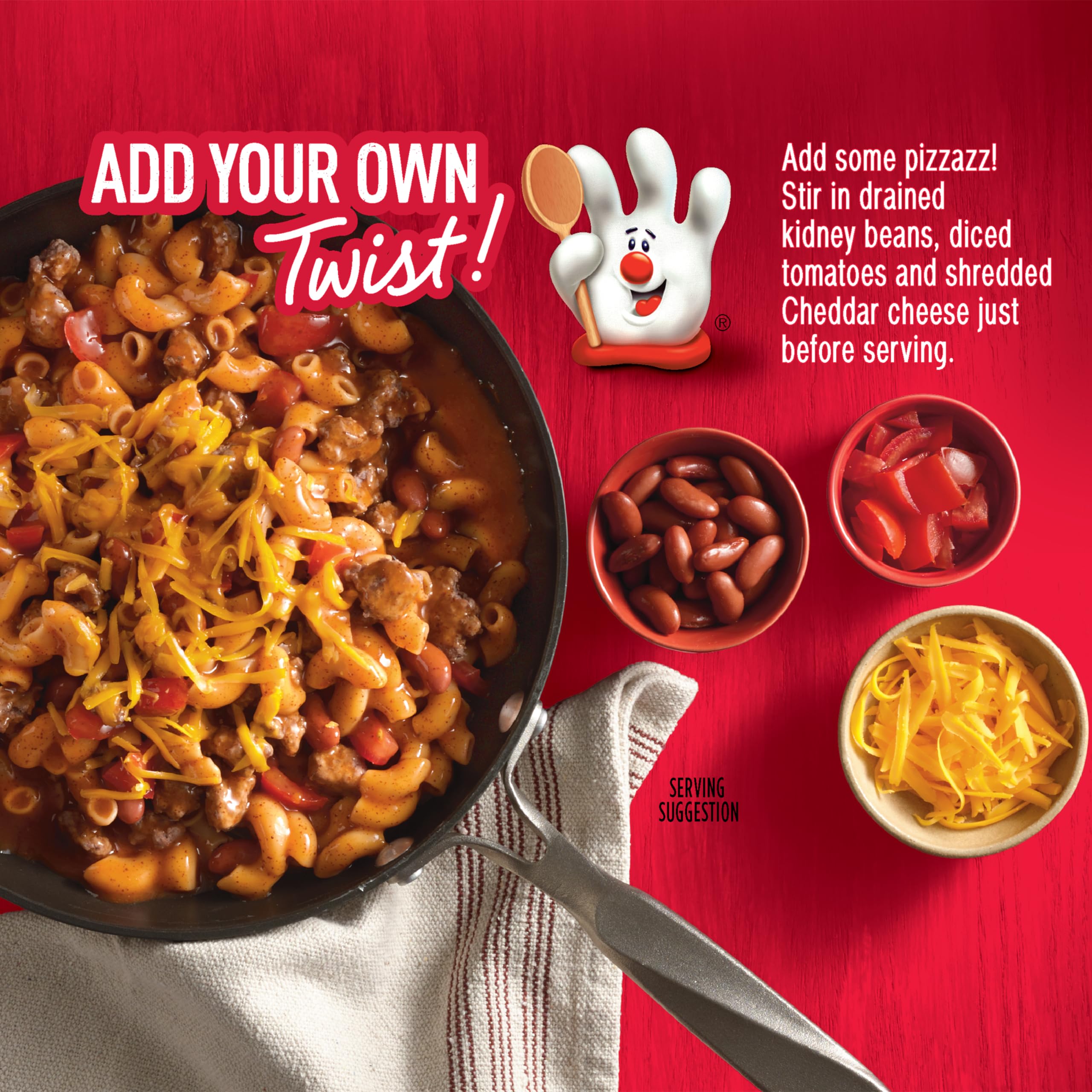 Hamburger Helper caja en estante de despensa para ahorro y rapidez