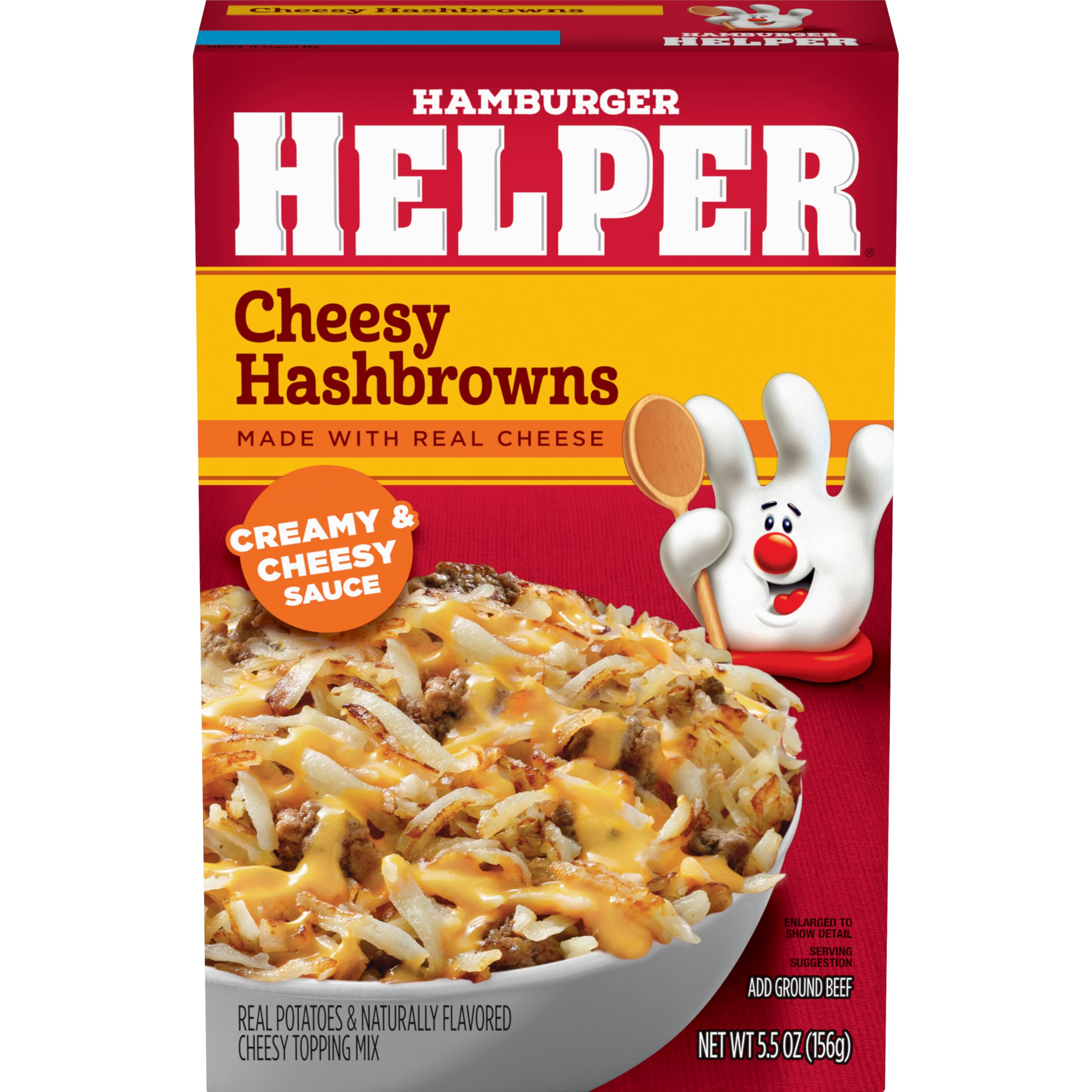 Hamburger Helper frente del empaque mostrando la mezcla y conveniencia