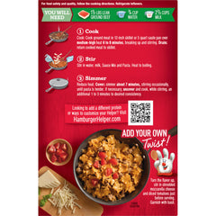 Hamburger Helper sartén con carne y pasta listo en tres pasos y ventaja de preparación fácil