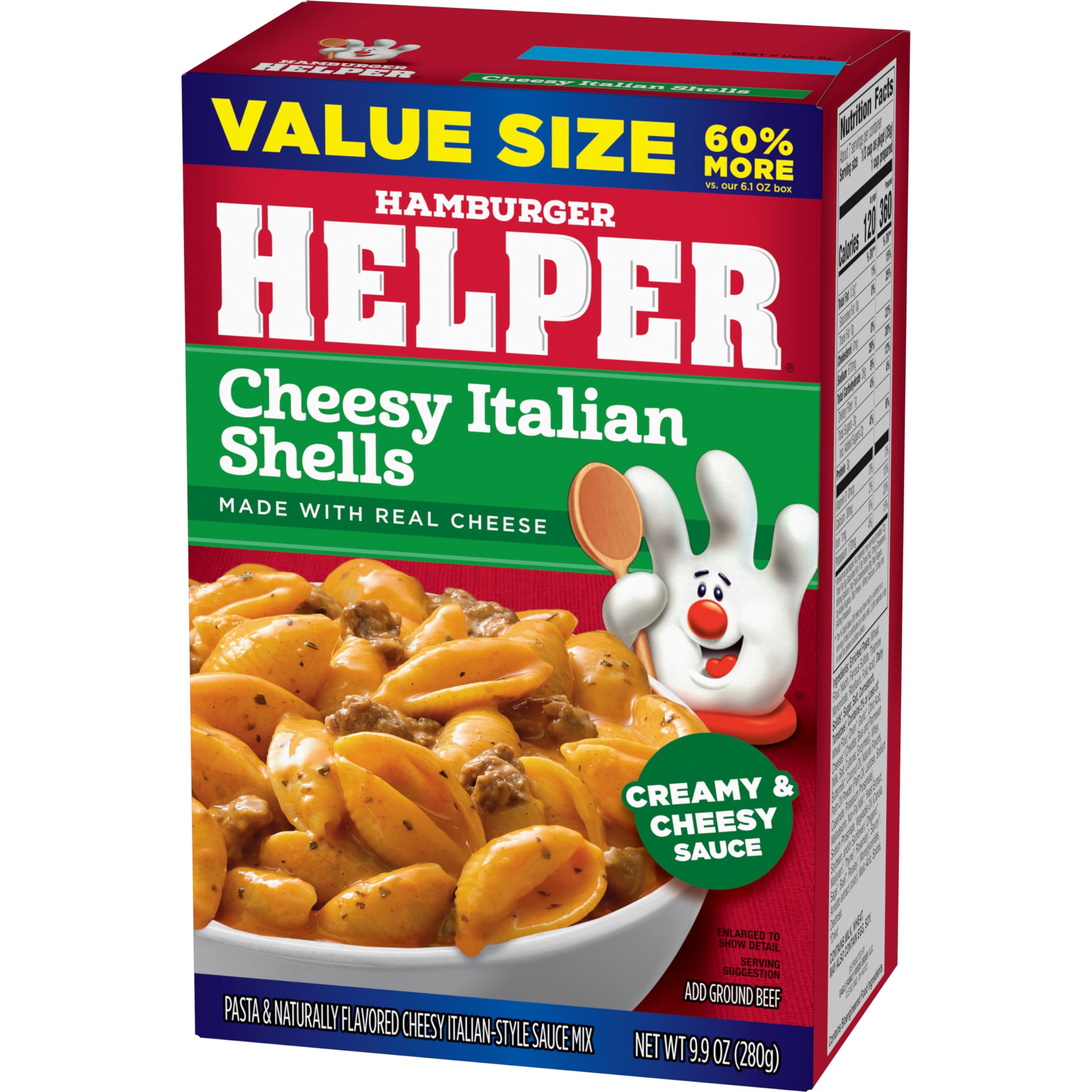 Hamburger Helper plato servido con espinacas y tomate añade frescura