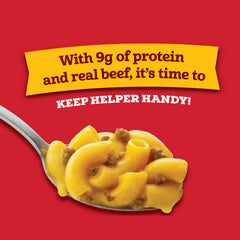 Hamburger Helper primer plano de salsa cremosa y pasta que destaca textura apetitosa