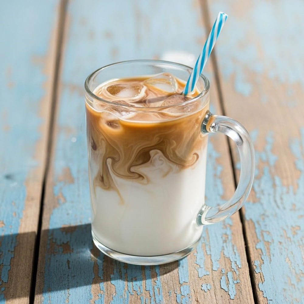 Hampton Distribution mezcla el jarabe en un batido proteico para dar sabor sin carbohidratos