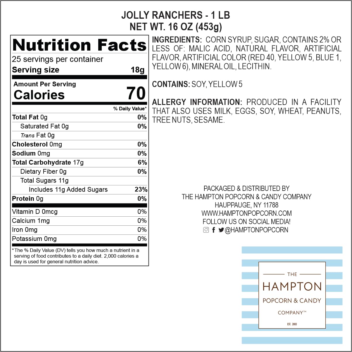 The Hampton Popcorn Company bol con caramelos en fiesta decorativa