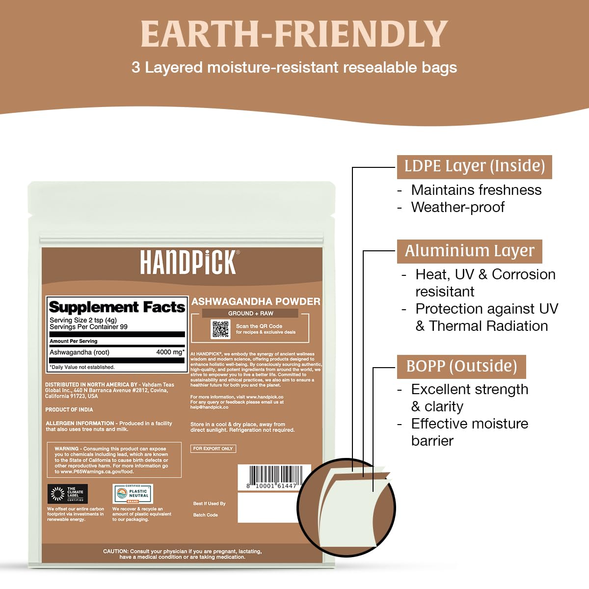 HANDPICK envase abierto con cuchara para medir porciones exactas