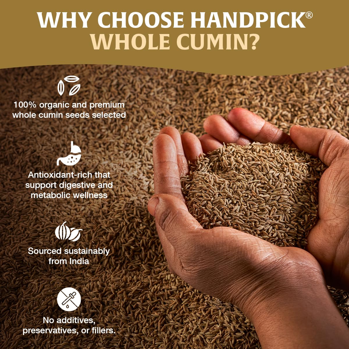 HANDPICK cierre resellable en la bolsa que mantiene aroma y frescura