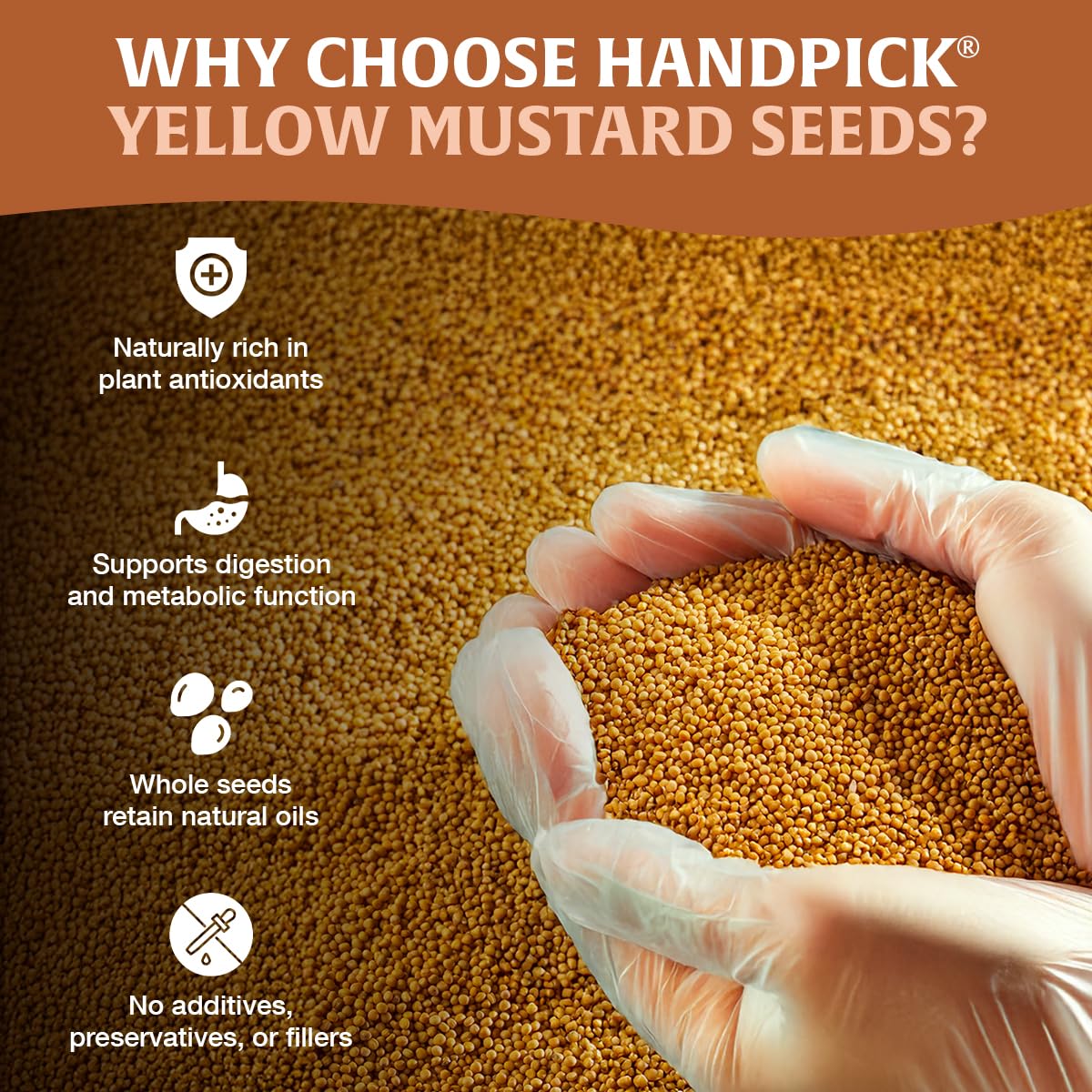 HANDPICK cuchara con semillas de mostaza, porción lista para cocinar