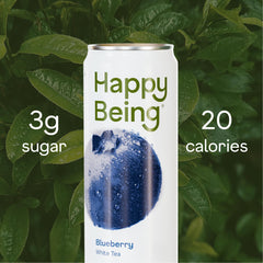 happy being lata con hielo y rodajas de limón, ideal para servir fría