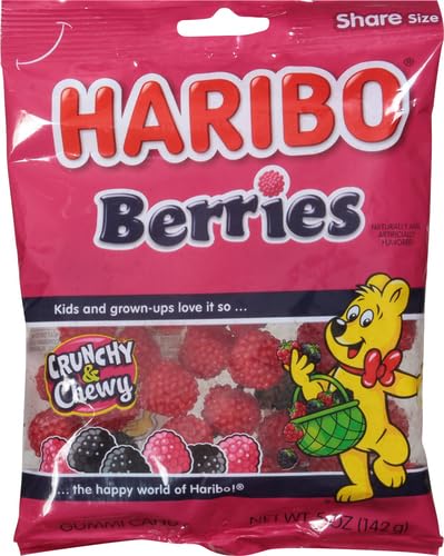 HARIBO Berries corte del núcleo masticable mostrando interior suave y sabroso