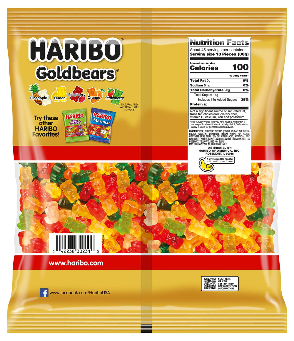 HARIBO Goldbears primer plano de textura gomosa que resalta frescura