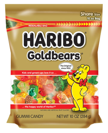 HARIBO bolsa frontal mostrando Goldbears, ideal para compartir