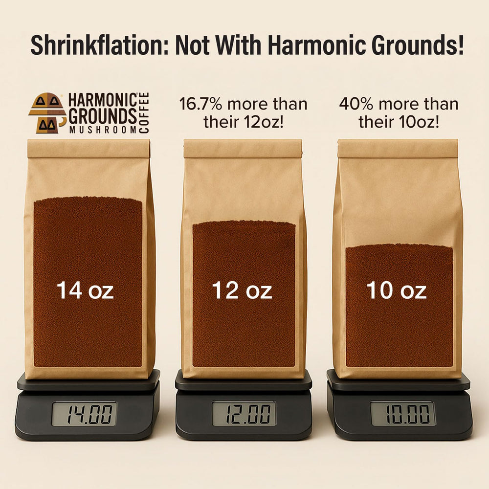 Harmonic Grounds taza de café negro recién preparado mostrando cuerpo