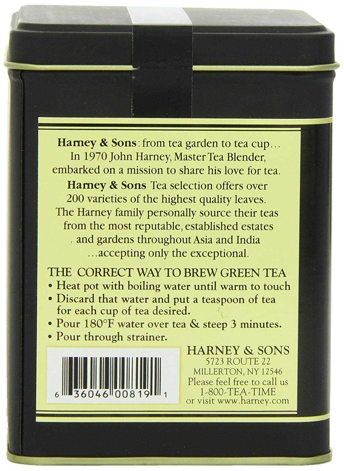 Harney & Sons taza en uso sirviendo té sencha, aroma y calma