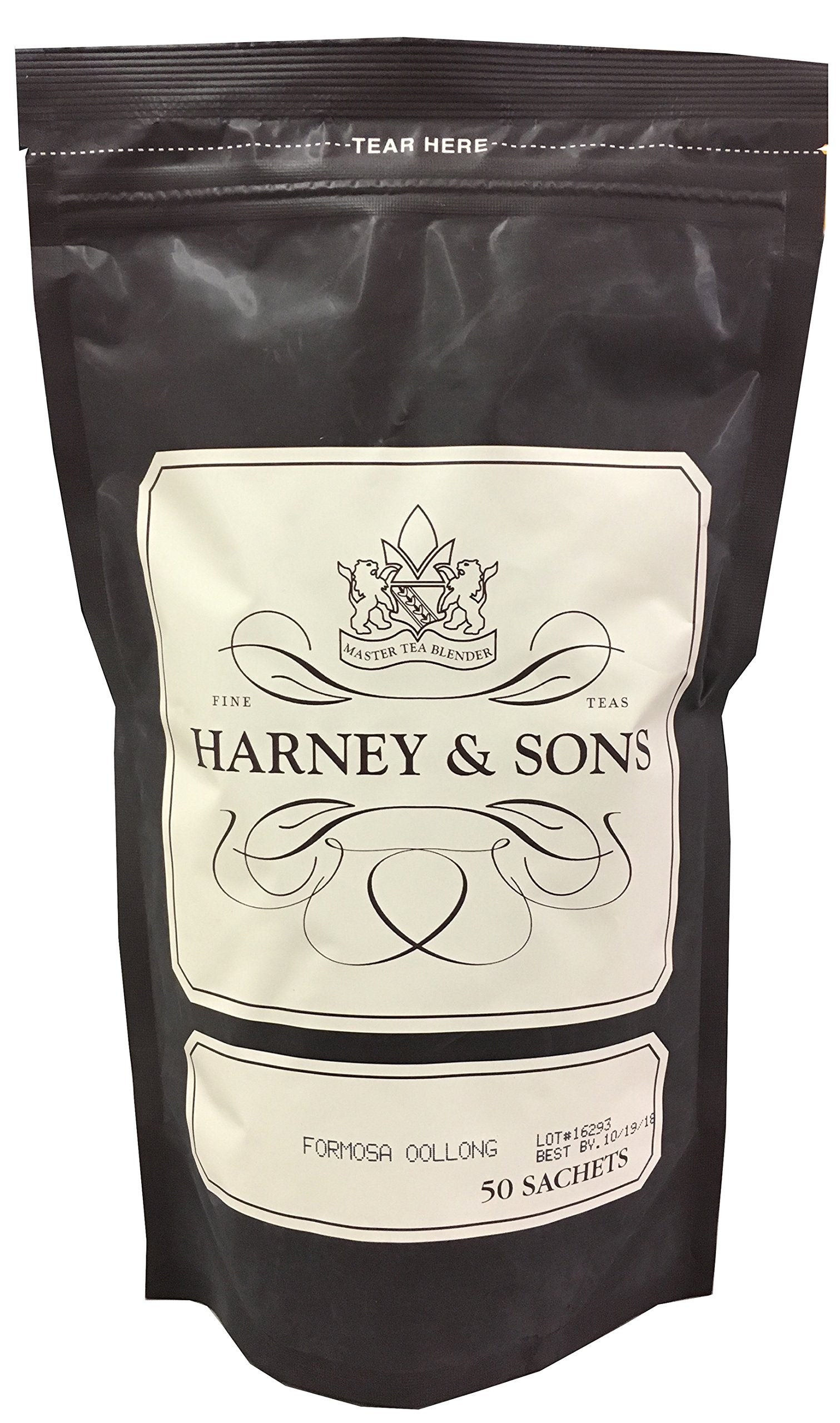 Harney & Sons vista frontal del empaque, conservando frescura y 50 bolsitas