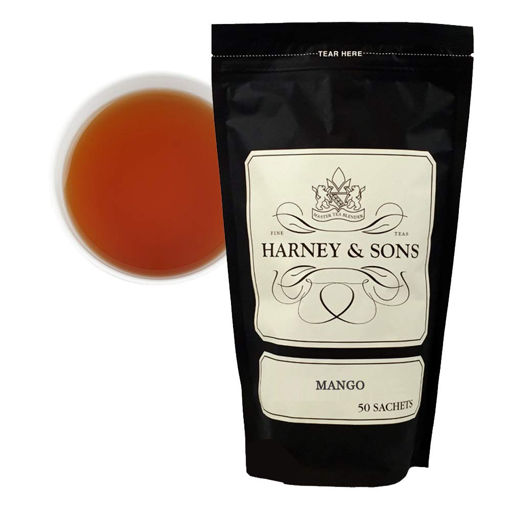 Harney & Sons vista frontal del paquete mostrando diseño y cantidad, facilita identificación