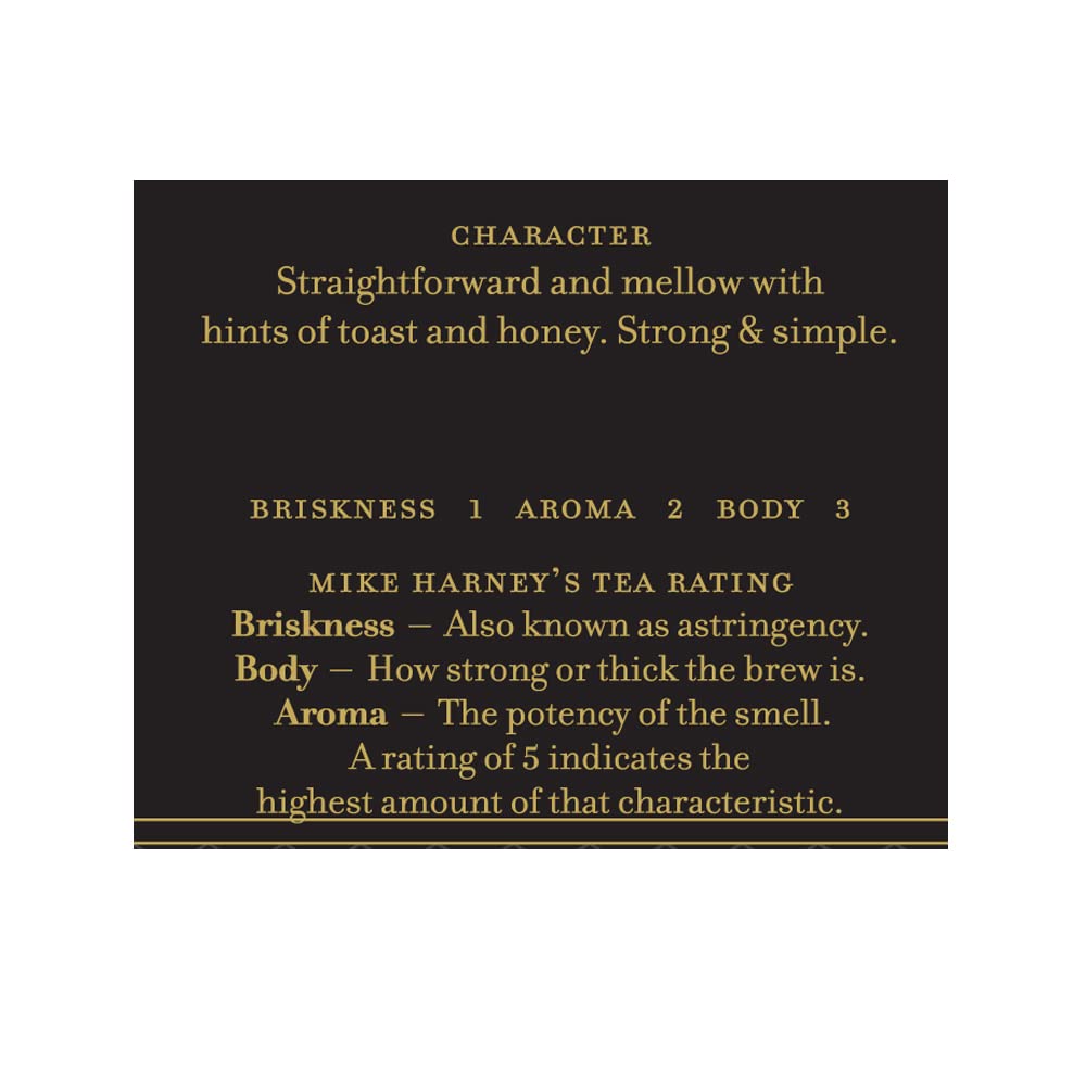 Harney & Sons taza servida con té English Breakfast lista para disfrutar