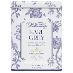 Harney & Sons lata abierta mostrando 20 saquitos listos para infusionar